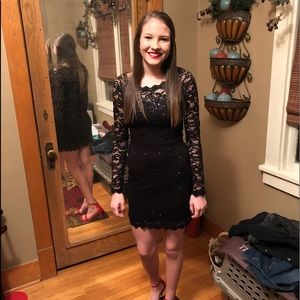 Sequin Hearts black dress. Size S